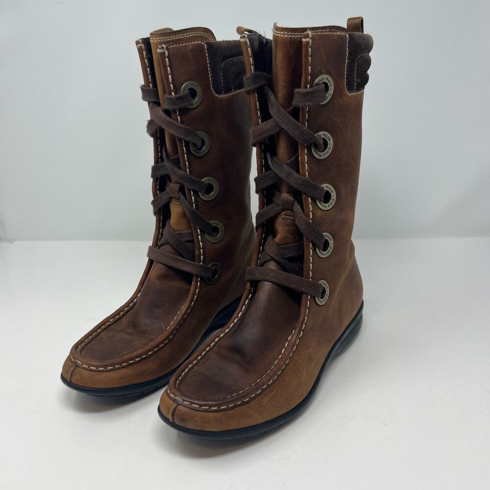 Cole Haan Women's Boots Size 6 Brown Leather Lace Up Waterproof - Picture 4 of 13